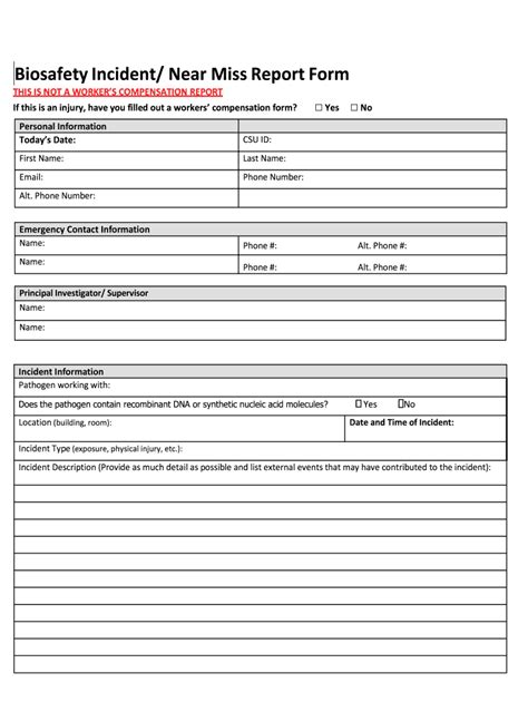 near miss incident report form template